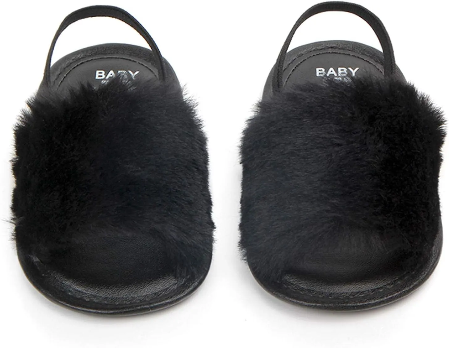 2 Pack Infant Baby Girls Sandals Elastic Back Strap Flats Slippers Soft Toddles Princess Shoes Faux Fur Slides Shoes First Walker House Shoes