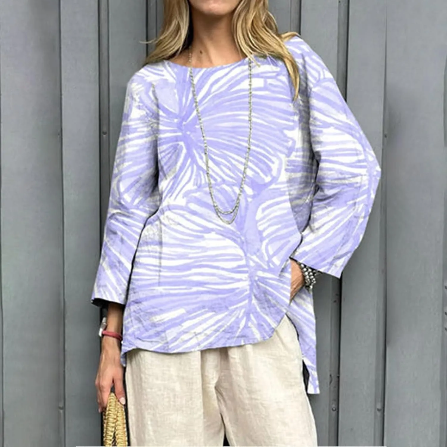 2025 Women's Summer Vintage Printed V-Neck 3/4 Sleeve Blouse | Loose Fit, Breathable & Trendy | 50  Prints for Casual Style