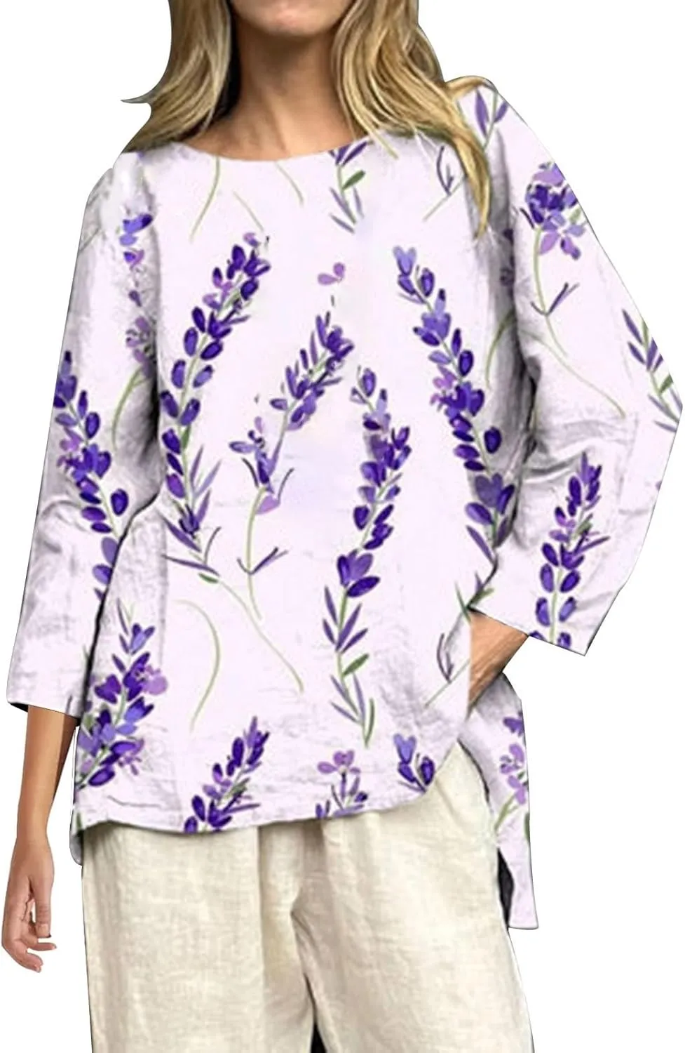 2025 Women's Summer Vintage Printed V-Neck 3/4 Sleeve Blouse | Loose Fit, Breathable & Trendy | 50  Prints for Casual Style