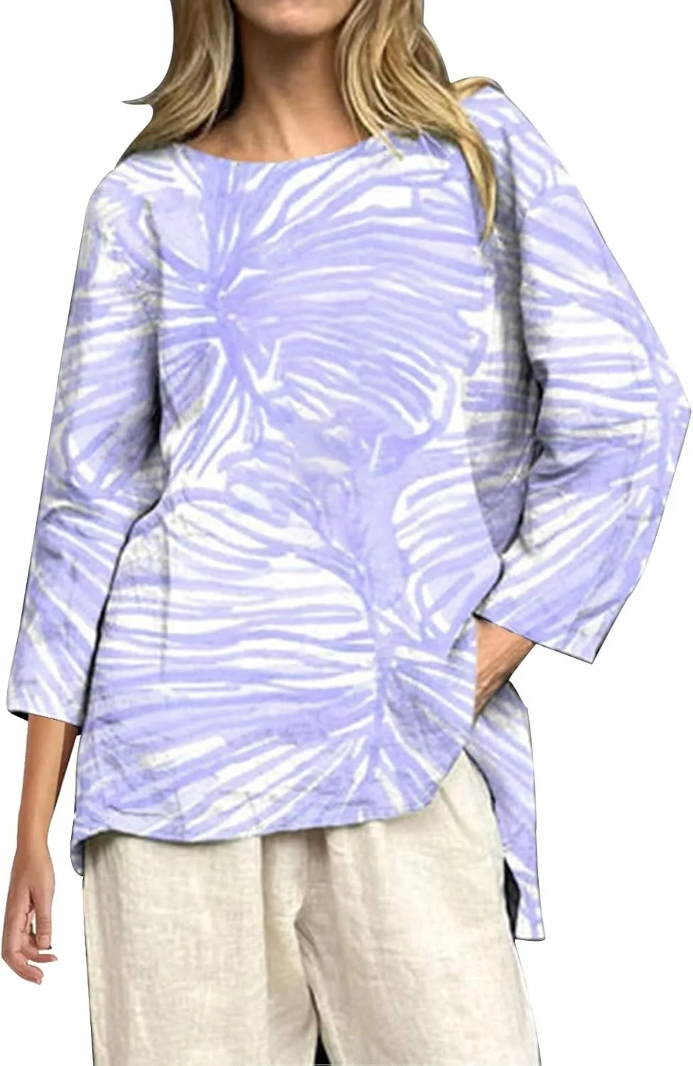 2025 Women's Summer Vintage Printed V-Neck 3/4 Sleeve Blouse | Loose Fit, Breathable & Trendy | 50  Prints for Casual Style