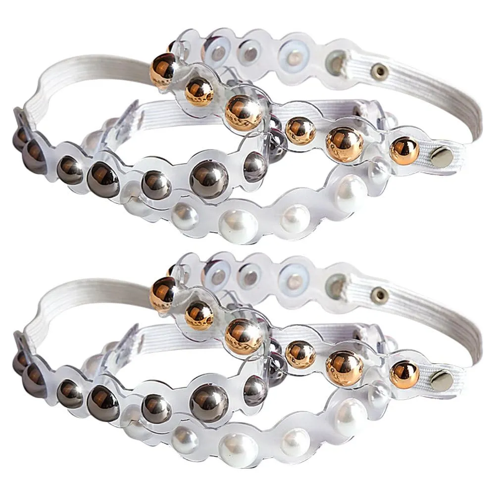 3Pcs Pearl Shoe Straps - Elastic Pearl Heel Straps, Heel Pearls Beaded Laces, Detachable Ankle Strap Shoe Accessories for Women