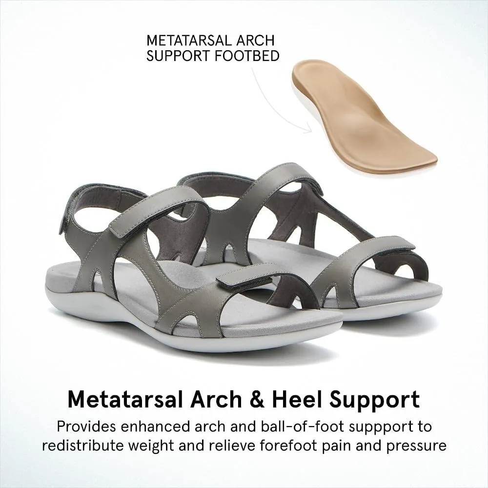 ABEO Oasis Metatarsal Sport Sandal | Walking Sandals Women | Water Resistant Leather Sandals | Three Points of Adjustability | Built-in Orthotic Insole