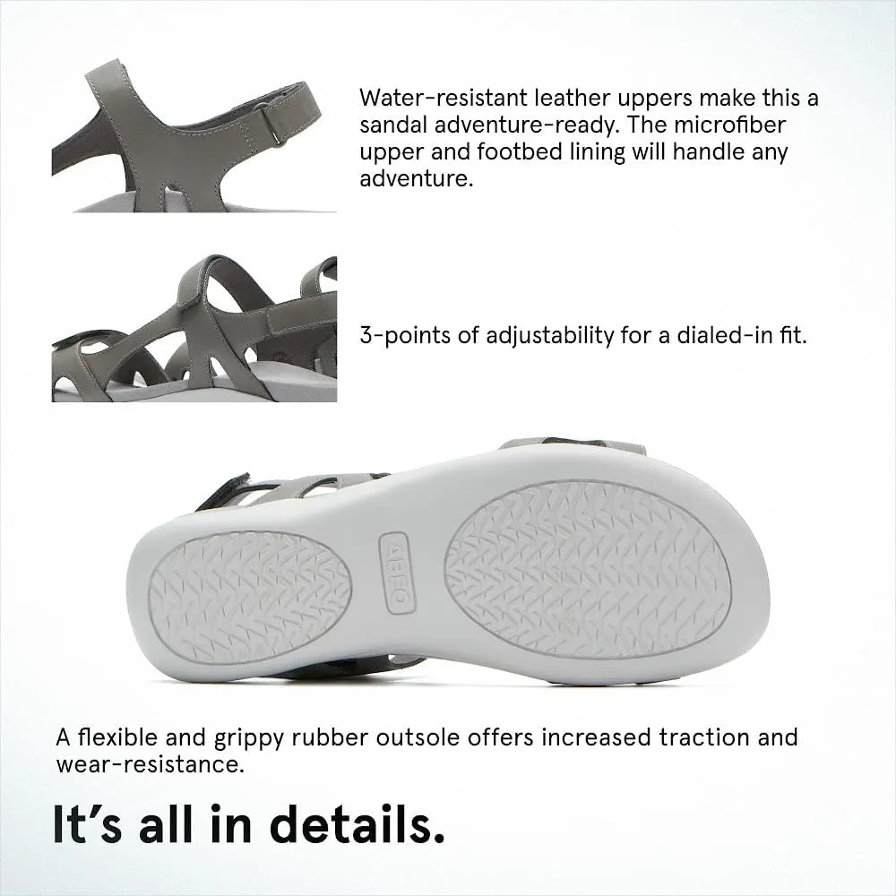 ABEO Oasis Metatarsal Sport Sandal | Walking Sandals Women | Water Resistant Leather Sandals | Three Points of Adjustability | Built-in Orthotic Insole
