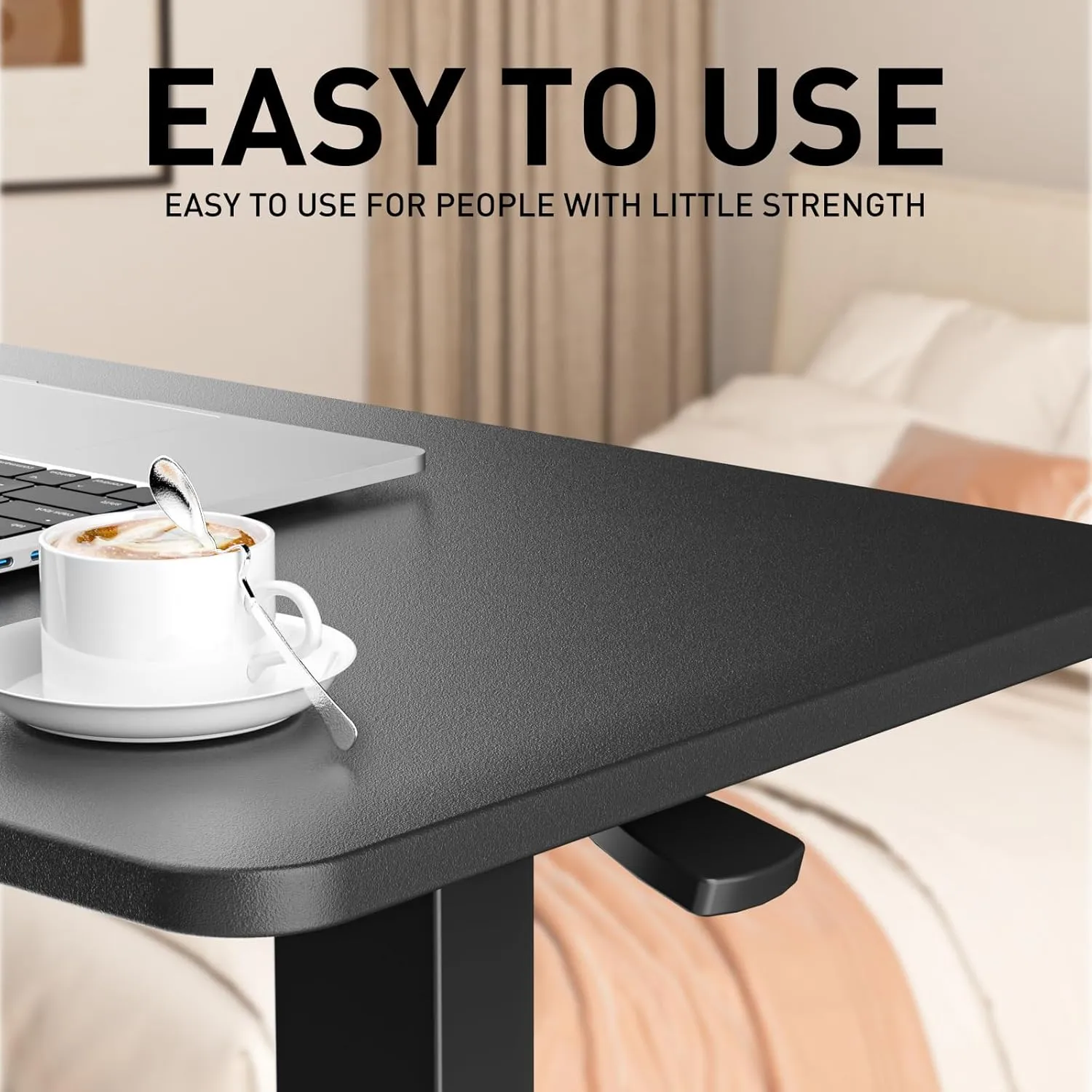 Adjustable Height Side Table, Hospital Table Over Bed for Home Use Swivel, Overbed Bedside Table with Wheels, Pneumatic Moveable Bed Desk, Hospital Table with Wheels, Moveable Rolling Computer Table