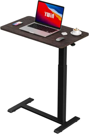 Adjustable Height Side Table, Hospital Table Over Bed for Home Use Swivel, Overbed Bedside Table with Wheels, Pneumatic Moveable Bed Desk, Hospital Table with Wheels, Moveable Rolling Computer Table