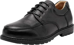 Ahannie Boy's Classical Leather School Uniform Dress Shoes Kids Lace-up Black Loafers Shoe Slip-On(Little Kid/Big Kid)