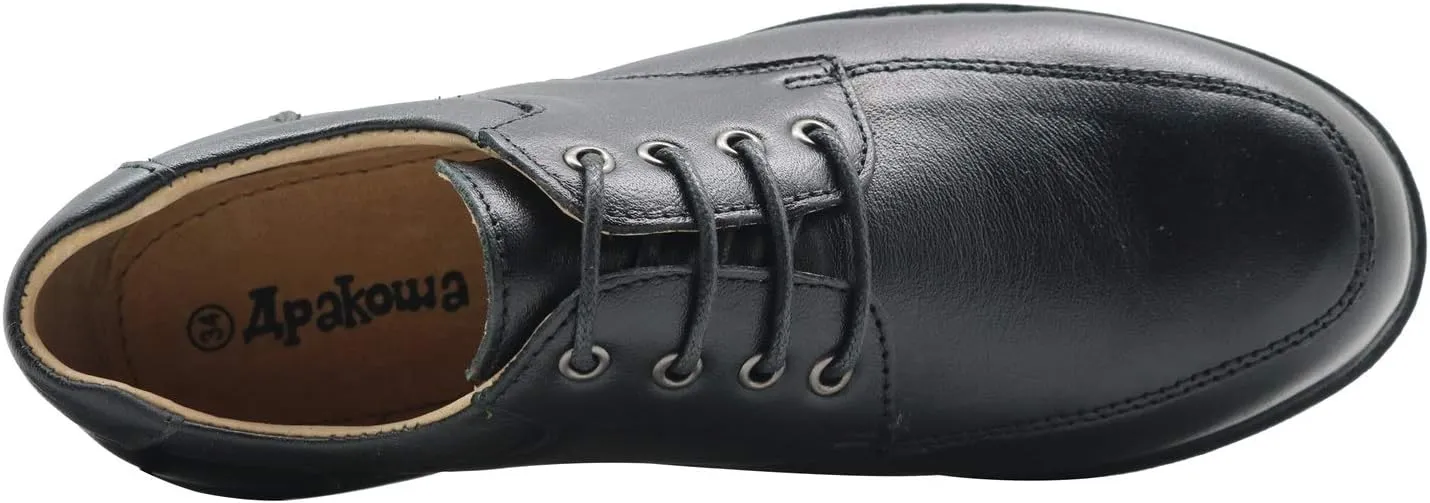 Ahannie Boy's Classical Leather School Uniform Dress Shoes Kids Lace-up Black Loafers Shoe Slip-On(Little Kid/Big Kid)