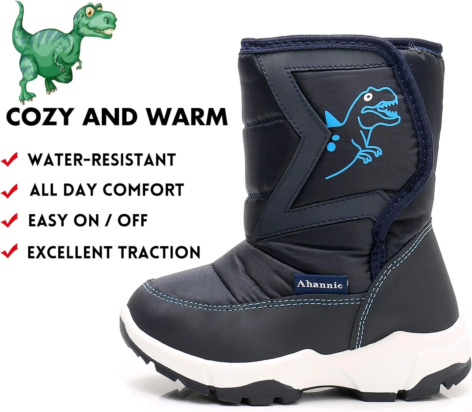 Ahannie Kids Boys Girls Snow Boots, Outdoor Warm Insulated Winter Boot for Toddler/Little Kid