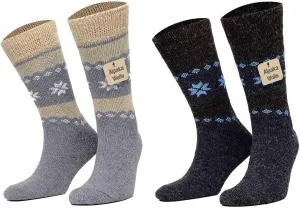 Alpaca Wool Socks, Winter Comfort and Warm for Men & Women Alpaca-Merino blend Boot Socks Thermal Cushioned - 2 Pairs