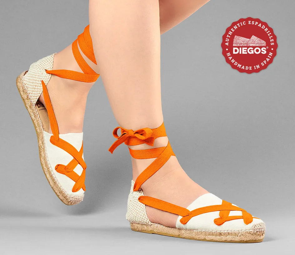 Alpargatas planas Lola clásicas cordones marfil