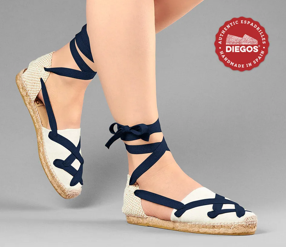 Alpargatas planas Lola clásicas cordones marfil