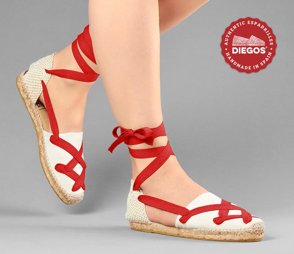 Alpargatas planas Lola clásicas cordones marfil