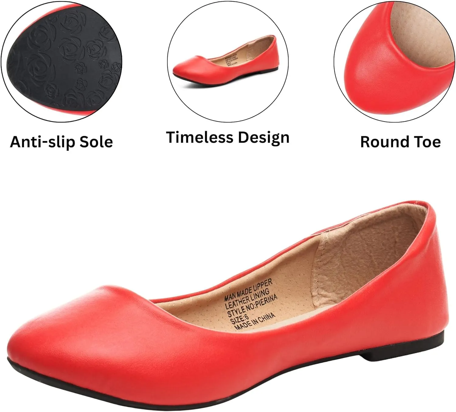 Alpine Swiss Womens Pierina Round Toe Ballet Flats
