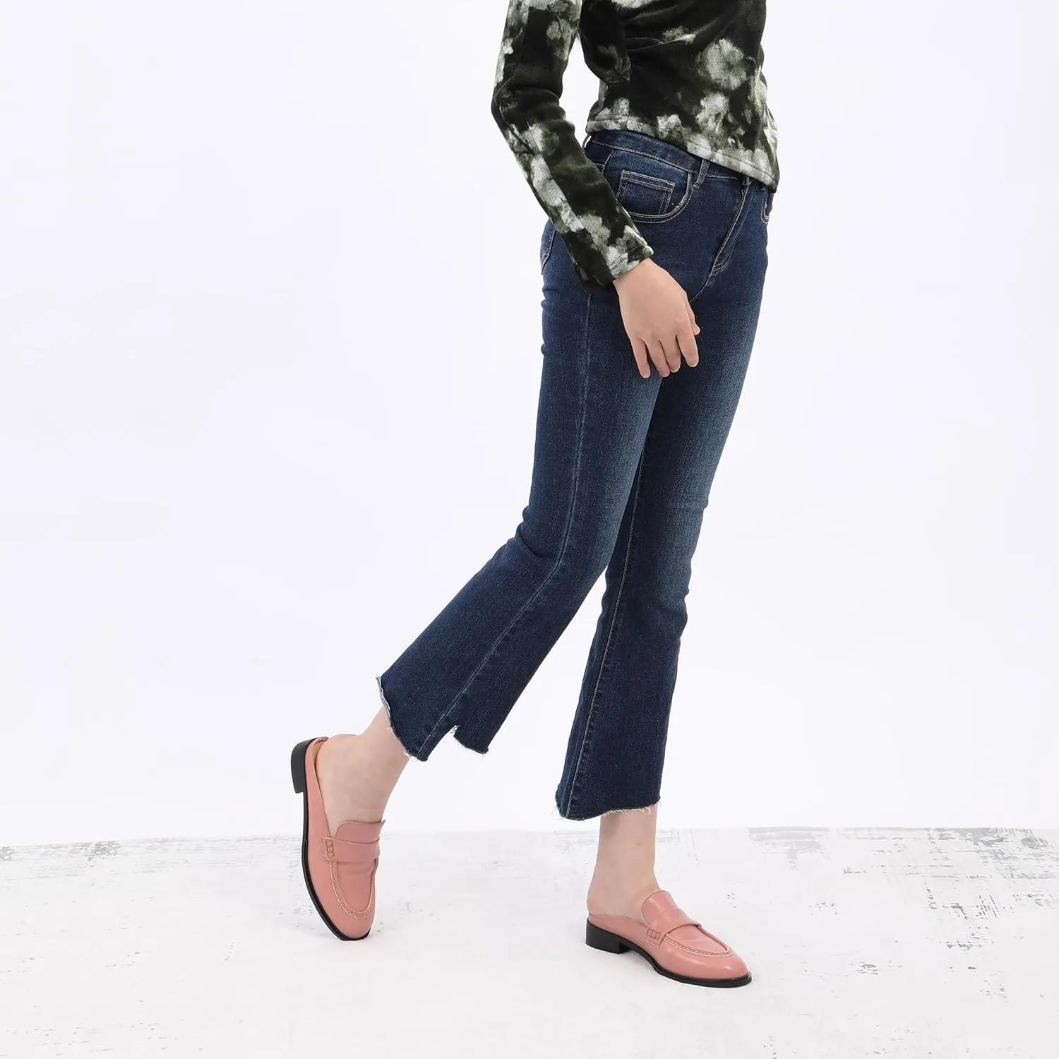 AMBELIGHT Comfortable Mules Flats for Women Loafers Chunky Heel Round Closed Toe Slip on Slingback Casual Classic Dressy Shoes