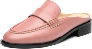 AMBELIGHT Comfortable Mules Flats for Women Loafers Chunky Heel Round Closed Toe Slip on Slingback Casual Classic Dressy Shoes