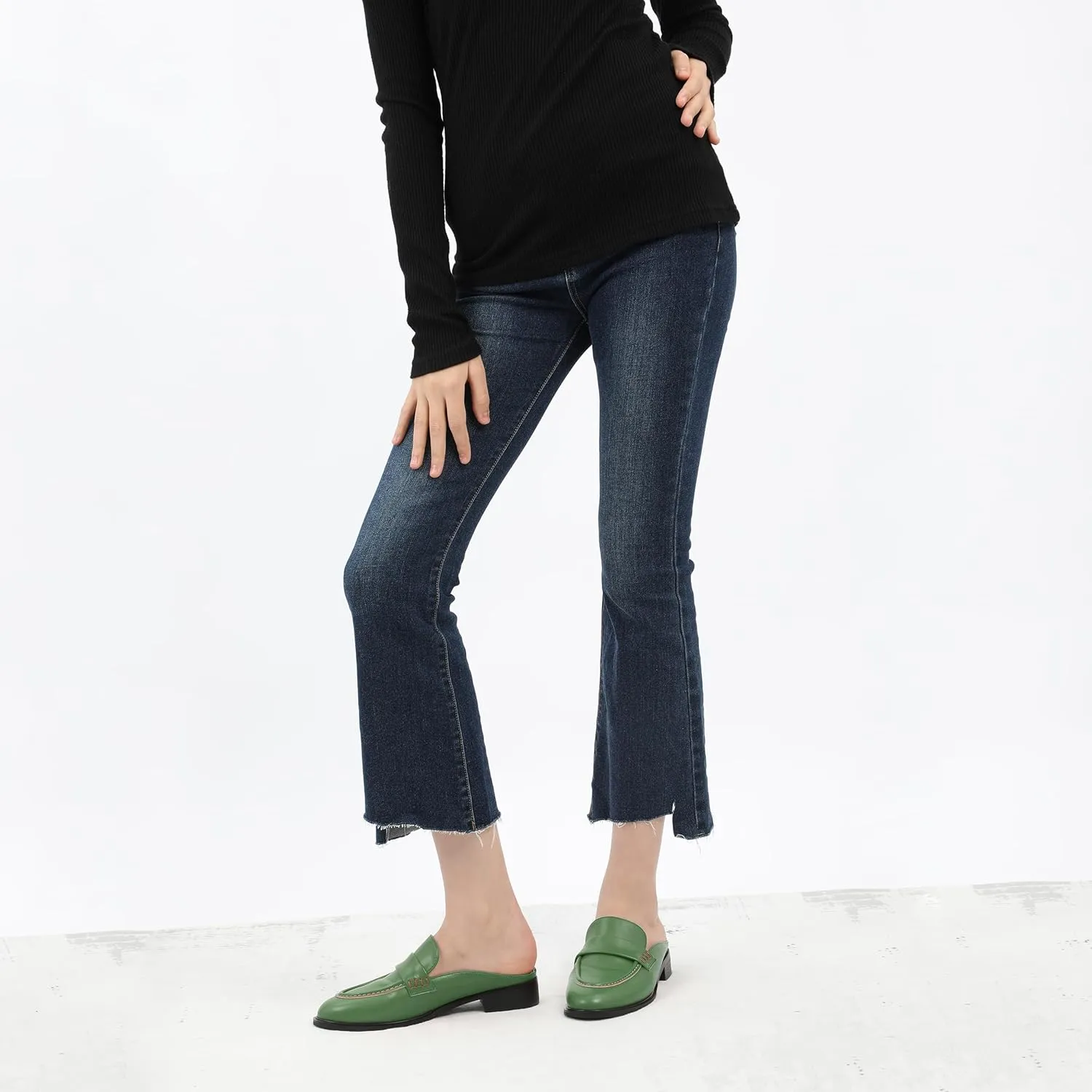 AMBELIGHT Comfortable Mules Flats for Women Loafers Chunky Heel Round Closed Toe Slip on Slingback Casual Classic Dressy Shoes
