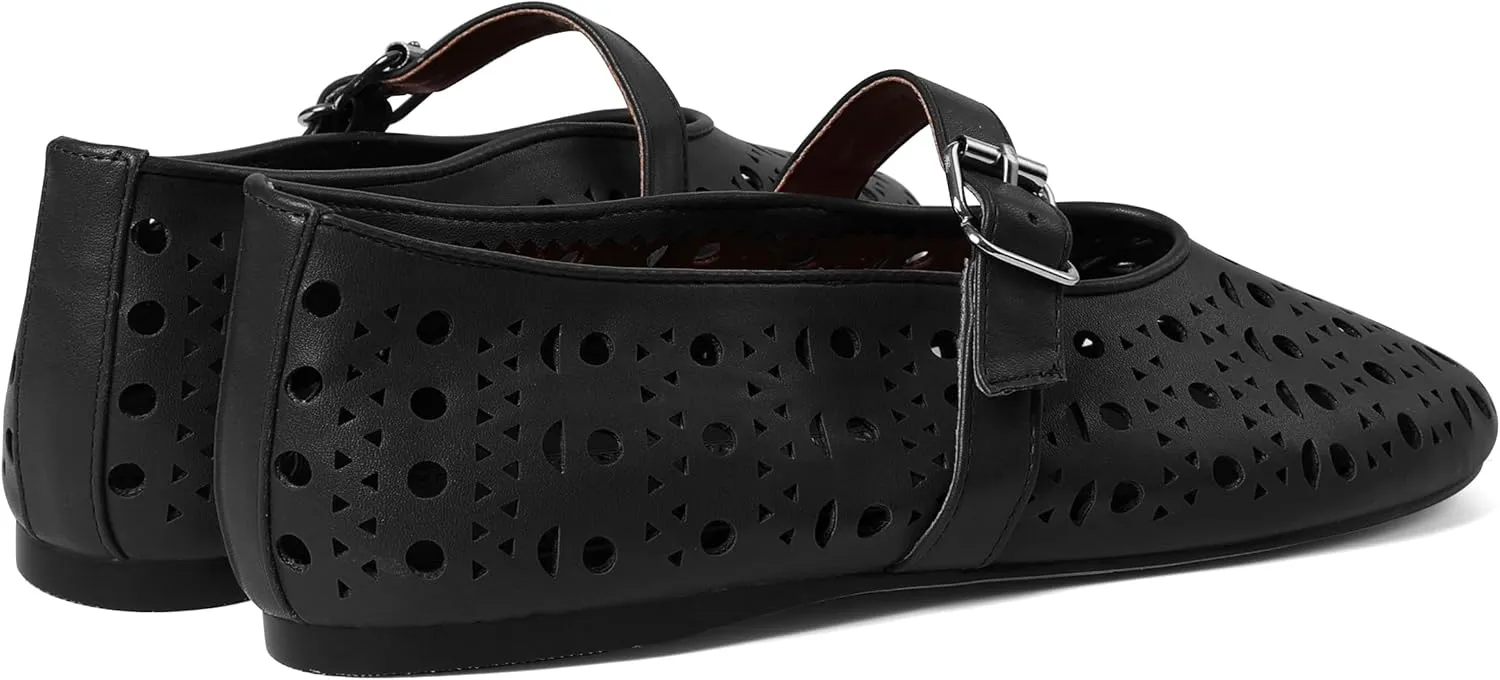 AMINUGAL Mesh Ballet Flats Shoes for Women Fashion Round Toe Fishnet Flats for Women Buckle Strap Mary Jane Shoes Women Comfortable Casual Office Daily Dress Ballerina Shoes