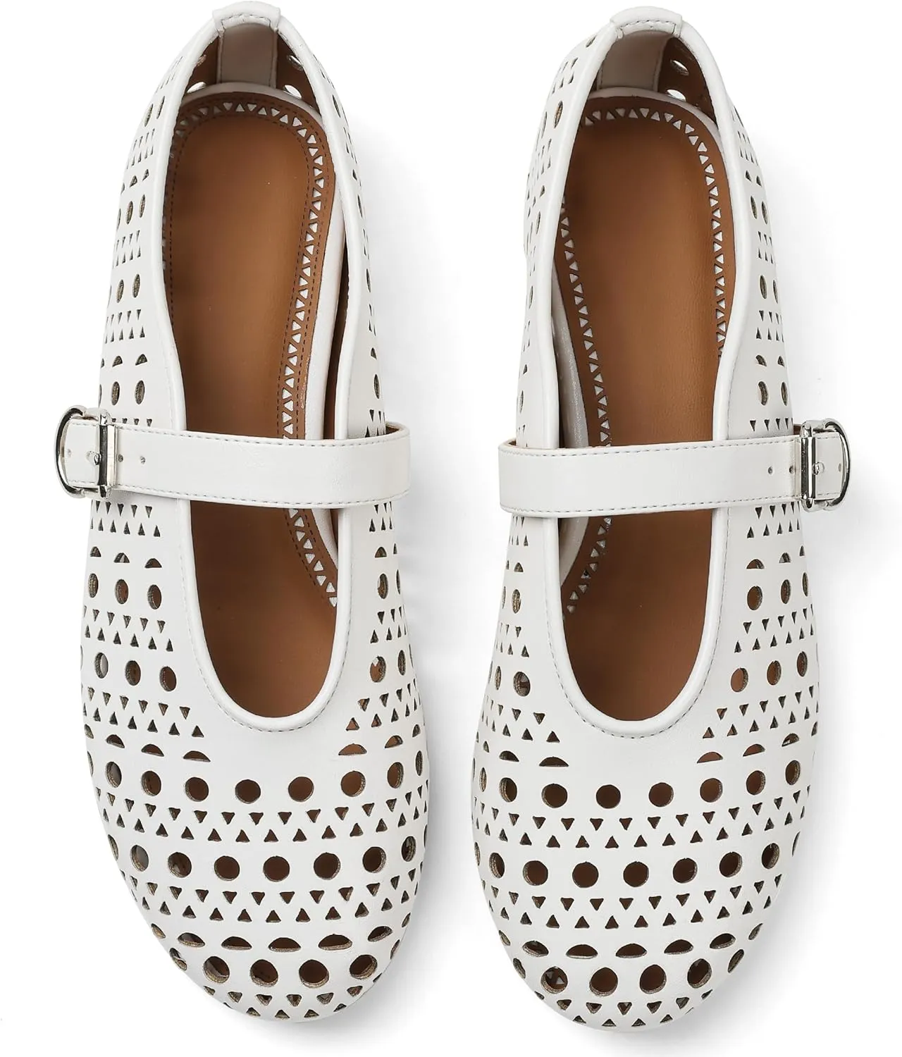 AMINUGAL Mesh Ballet Flats Shoes for Women Fashion Round Toe Fishnet Flats for Women Buckle Strap Mary Jane Shoes Women Comfortable Casual Office Daily Dress Ballerina Shoes