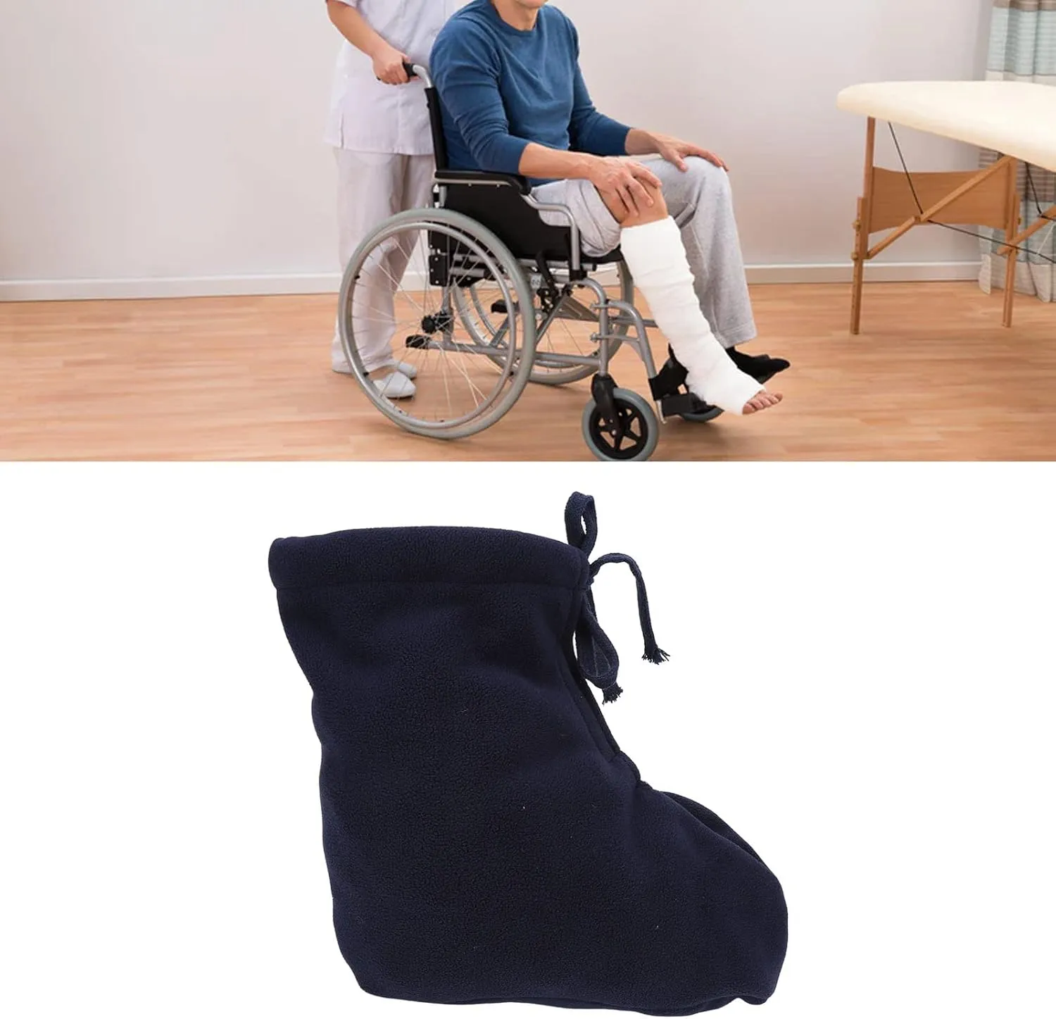 ANGGREK Cast Toe Cover Sock, Thickened Padded Cast Foot Warm Sock Soft FleeceFoot Warmer for Winter Dark Blue