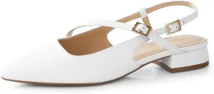 Ankis Slingback Flats for Women 1Inch Low Heels Closed Pointed Toe Ankle Strap Pumps Comfortable Walking Wedding Party Dress Shoes