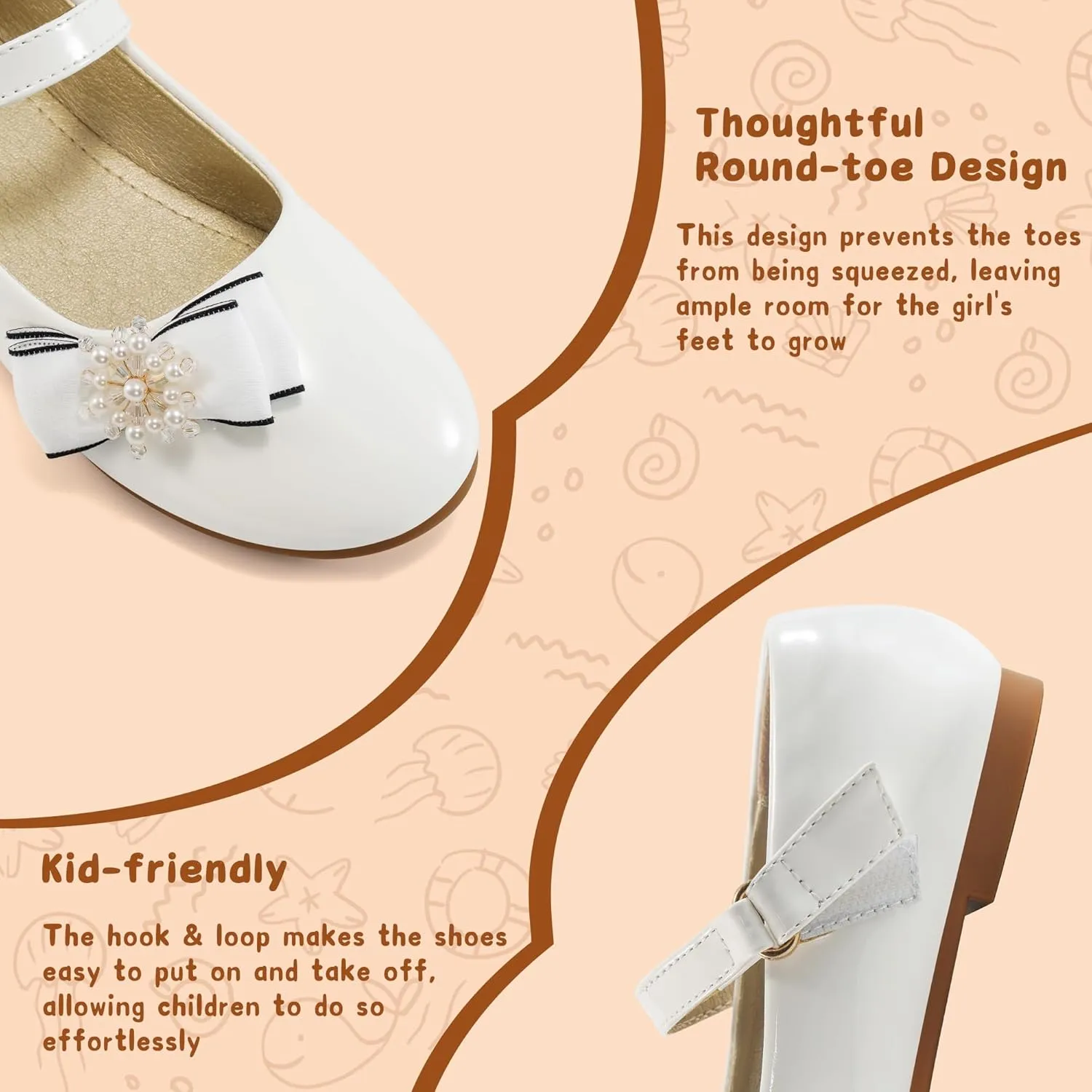 Aomigoct Girls Flats Dress Shoes: Little Kid Princess Ballerina Flats for Birthday Party - Girls Mary Jane Shoe for Wedding School
