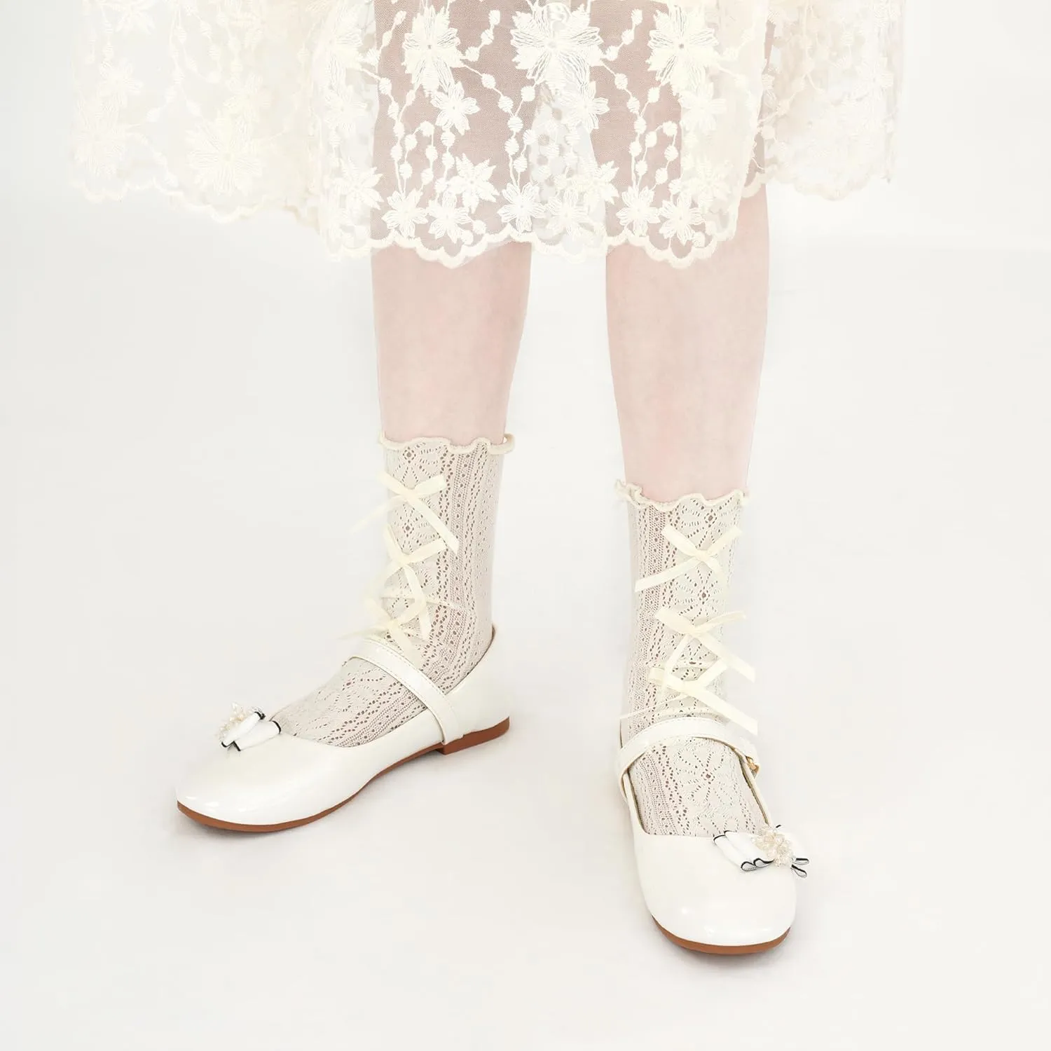 Aomigoct Girls Flats Dress Shoes: Little Kid Princess Ballerina Flats for Birthday Party - Girls Mary Jane Shoe for Wedding School