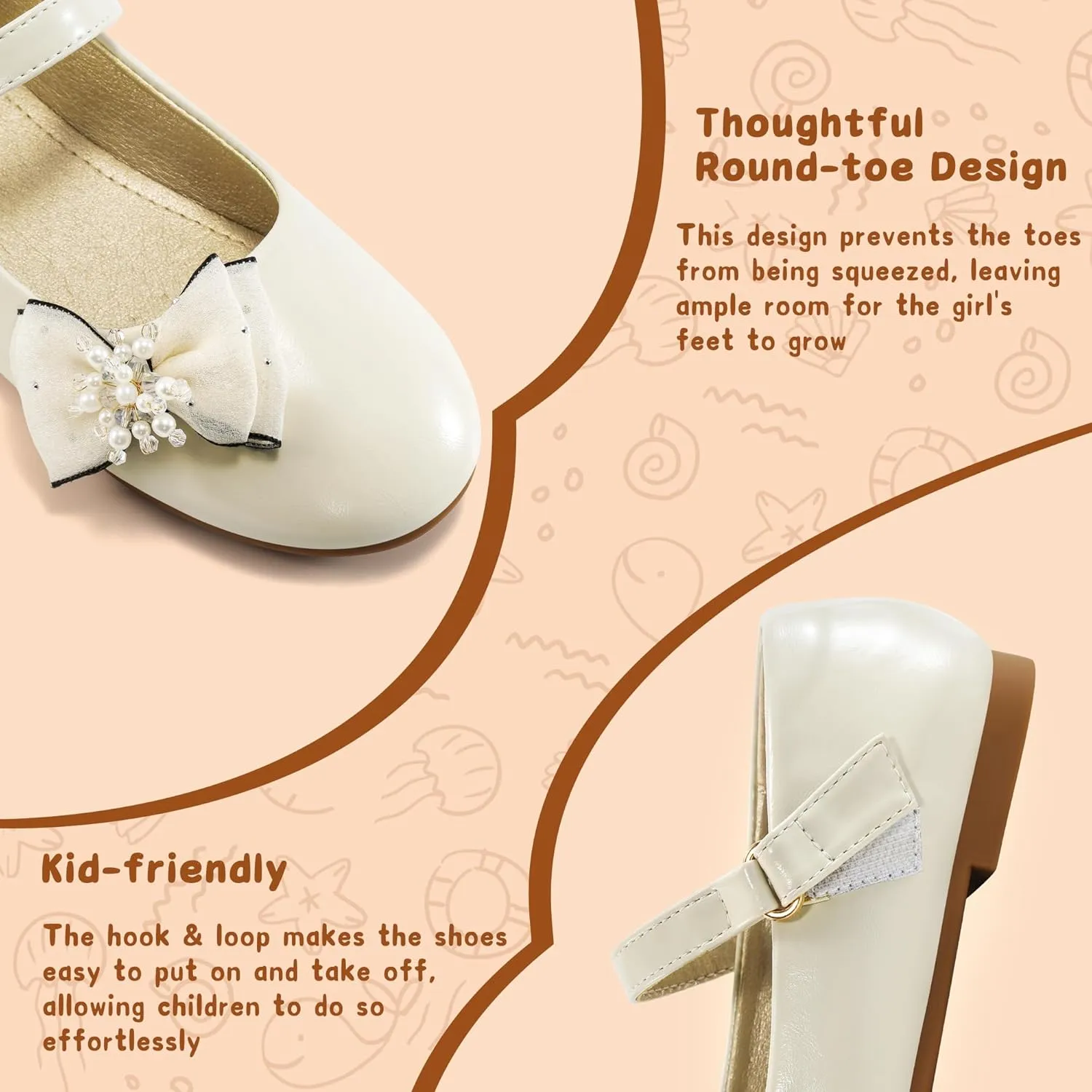 Aomigoct Girls Flats Dress Shoes: Little Kid Princess Ballerina Flats for Birthday Party - Girls Mary Jane Shoe for Wedding School