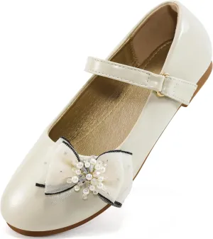 Aomigoct Girls Flats Dress Shoes: Little Kid Princess Ballerina Flats for Birthday Party - Girls Mary Jane Shoe for Wedding School