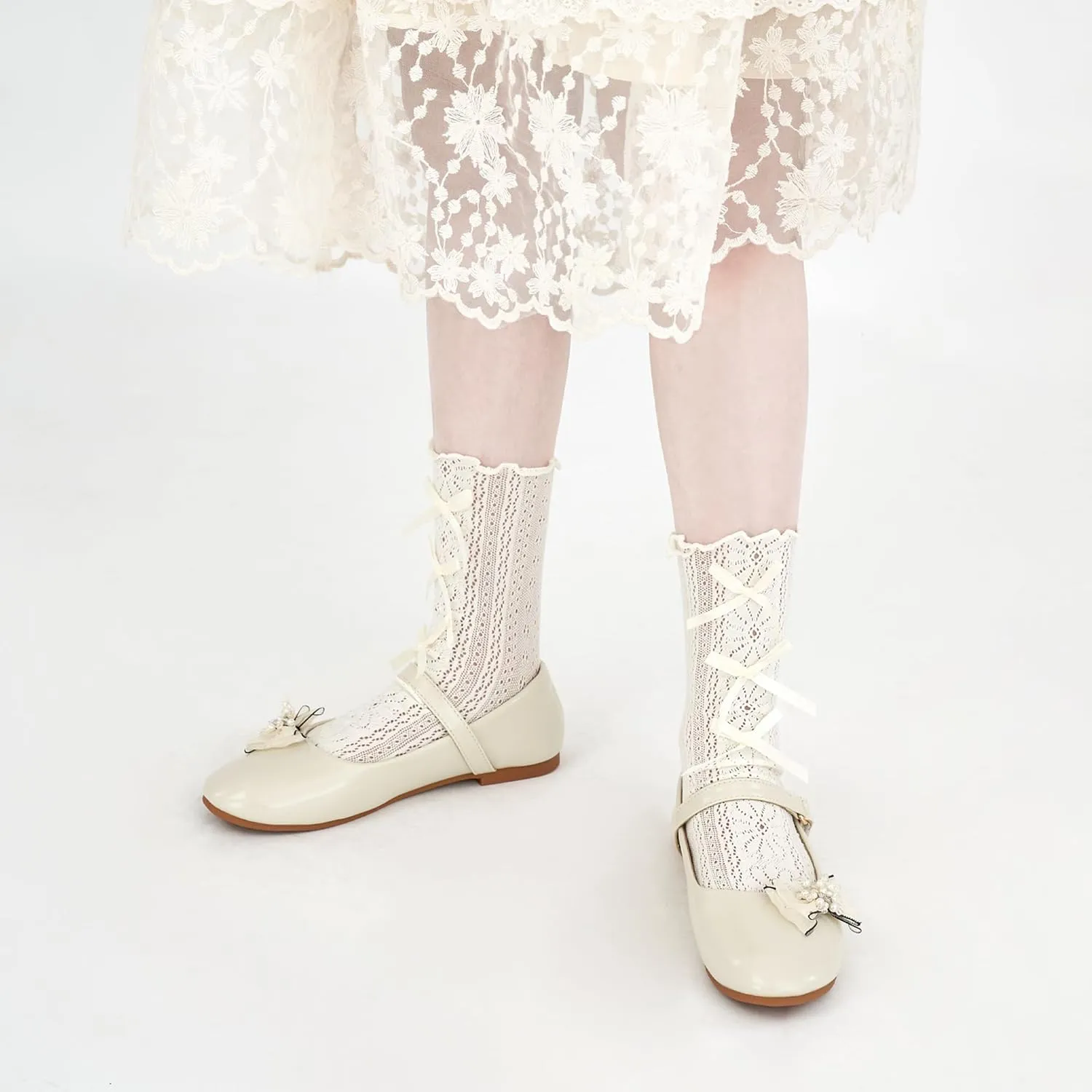 Aomigoct Girls Flats Dress Shoes: Little Kid Princess Ballerina Flats for Birthday Party - Girls Mary Jane Shoe for Wedding School