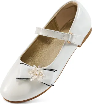 Aomigoct Girls Flats Dress Shoes: Little Kid Princess Ballerina Flats for Birthday Party - Girls Mary Jane Shoe for Wedding School