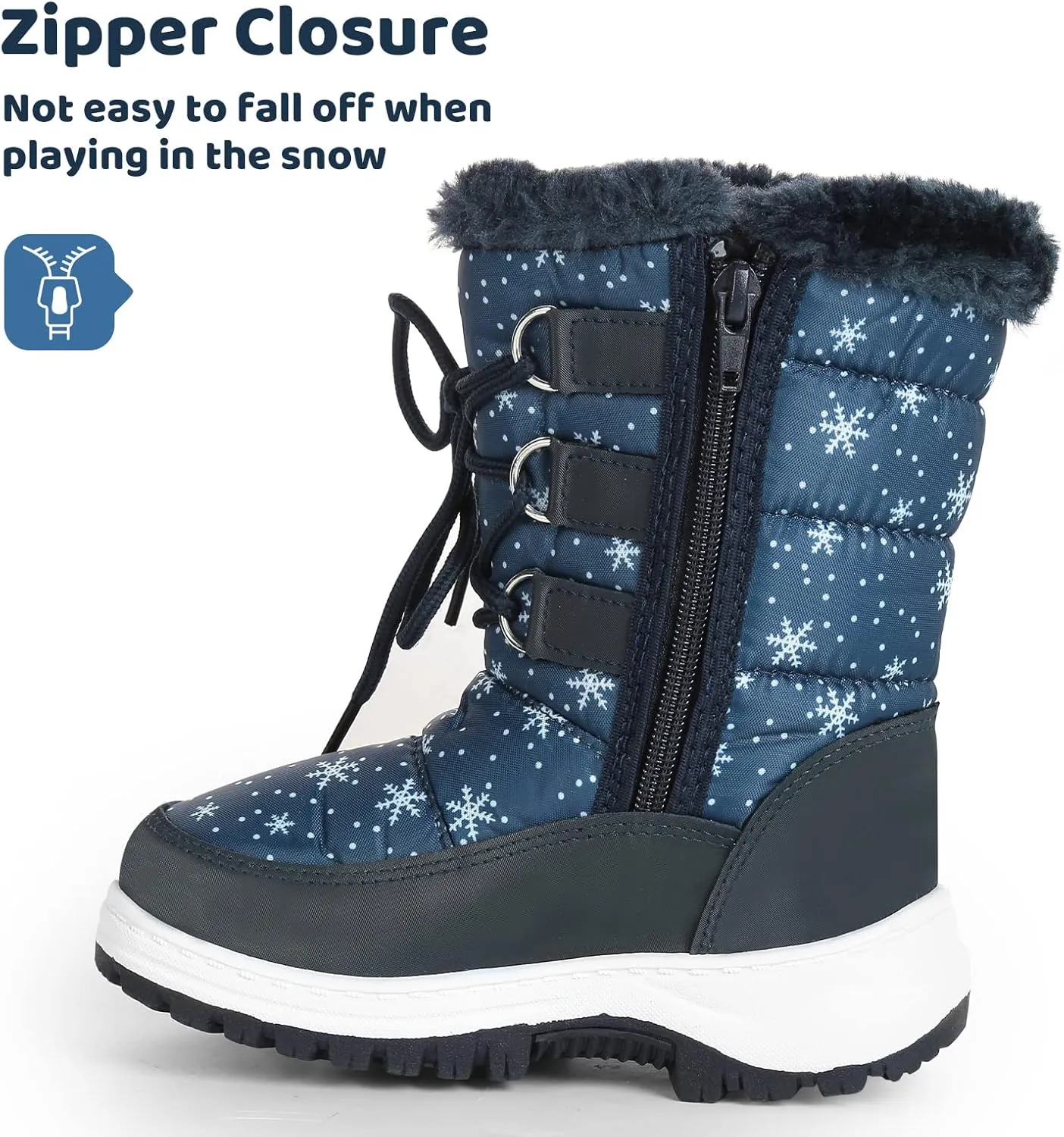 Apakowa Kids Girls Insulated Fur Winter Warm Snow Boots (Toddler/Little Kid)