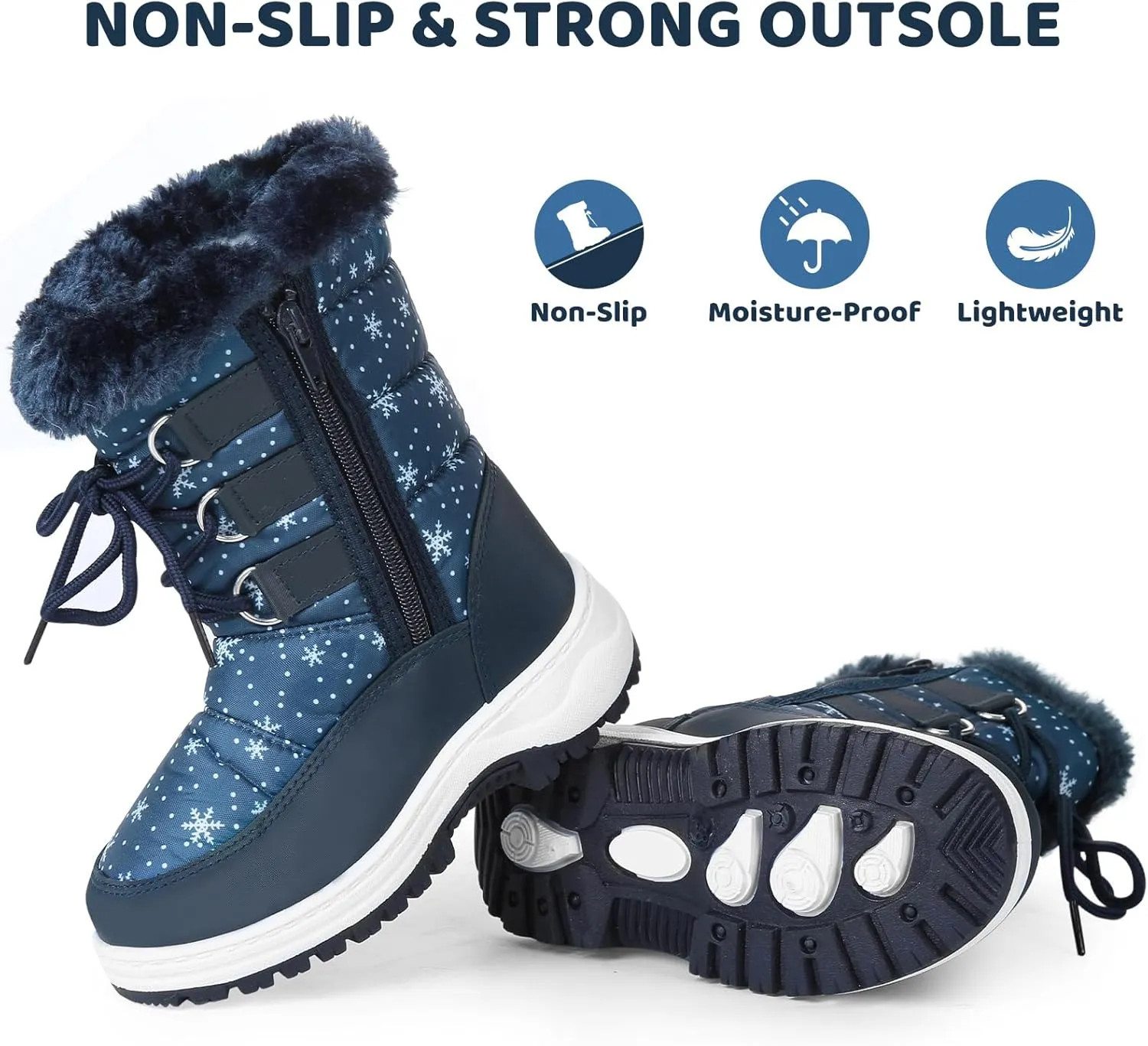 Apakowa Kids Girls Insulated Fur Winter Warm Snow Boots (Toddler/Little Kid)