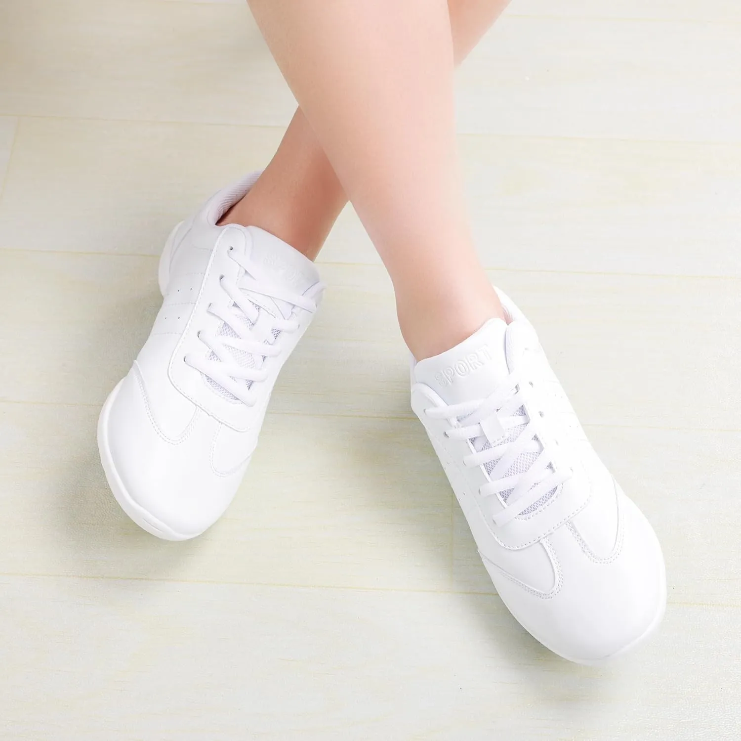 ARCLIBER White Cheer Shoes Girls Dance Shoes Cheerleading Sports Training Athletic Tennis Shoes