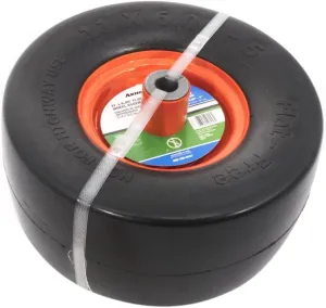 Arnold 490-325-0047 11"x6" Flat Free Lawn Mower Tire, Wheel Assembly, Fits Most Makes and Models, 350 lb Load Rating, 5.9" Centered Hub