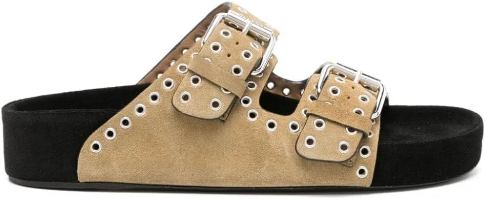 Arqa Eyelet-embellished Flatform Sandals for Women Open Toe Two Buckle Strap Platform Slides Summer Raffia Slip On Sandal