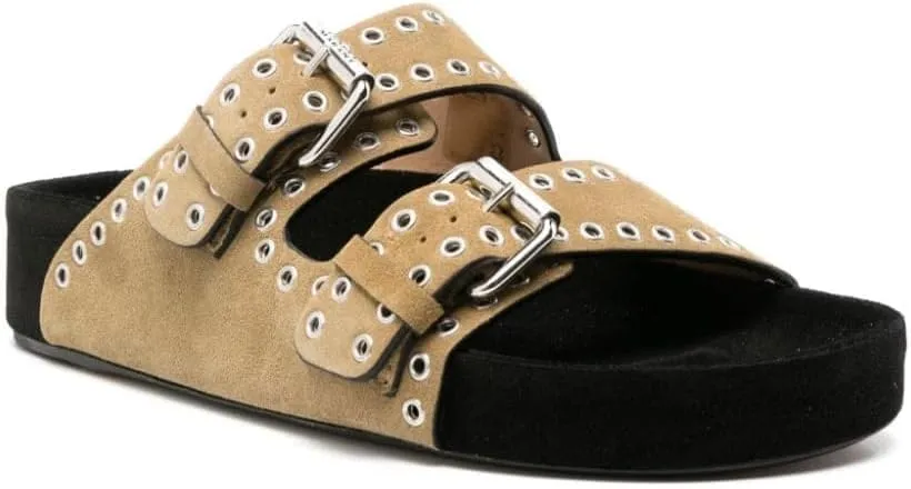 Arqa Eyelet-embellished Flatform Sandals for Women Open Toe Two Buckle Strap Platform Slides Summer Raffia Slip On Sandal