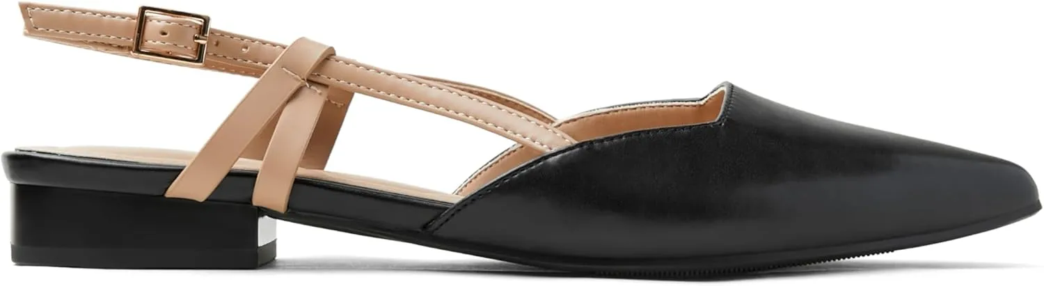Arromic Slingback Flats for Women Pointed Toe Women's Flats Square Topline Slip On for Fashion Dressy Date Comfort Office Work