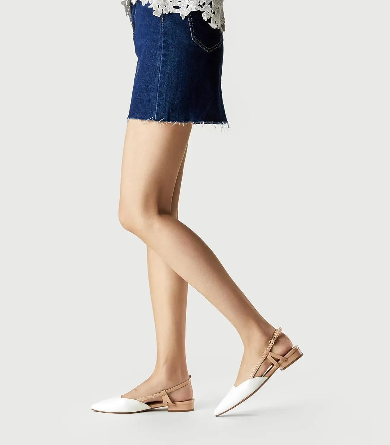 Arromic Slingback Flats for Women Pointed Toe Women's Flats Square Topline Slip On for Fashion Dressy Date Comfort Office Work