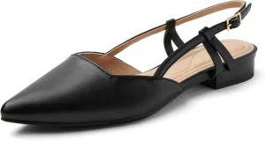 Arromic Slingback Flats for Women Pointed Toe Women's Flats Square Topline Slip On for Fashion Dressy Date Comfort Office Work
