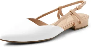 Arromic Slingback Flats for Women Pointed Toe Women's Flats Square Topline Slip On for Fashion Dressy Date Comfort Office Work