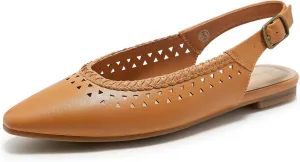 Arromic Women's Flats Pointed Toe Slingback Comfortable Slip-On Leather Shoes Black/White/Brown Dressy Casual for Work, Office, Travel