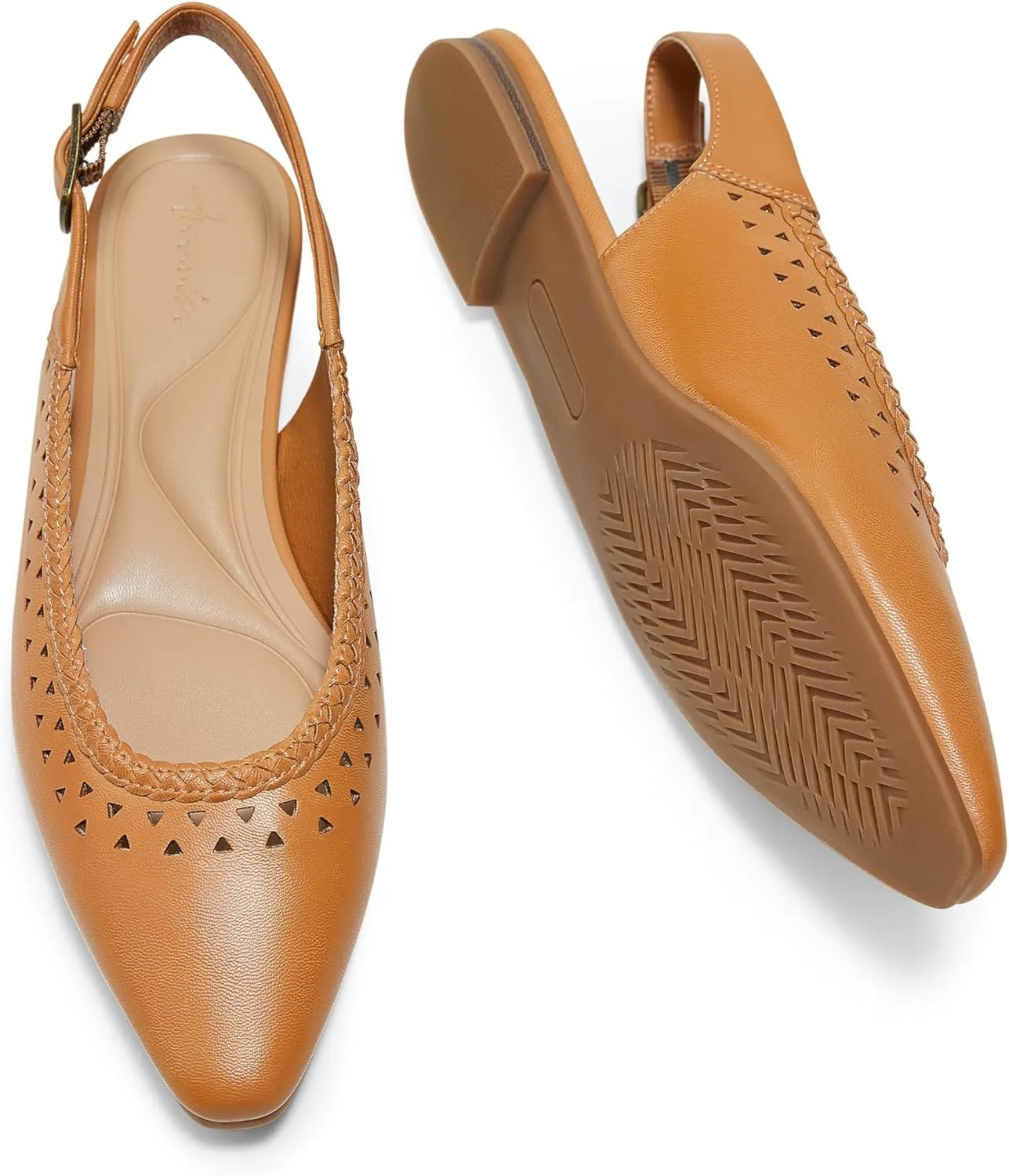 Arromic Women's Flats Pointed Toe Slingback Comfortable Slip-On Leather Shoes Black/White/Brown Dressy Casual for Work, Office, Travel