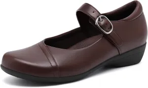 Athlefit Mary Jane Flats for Women Dressy Ballet Flats Shoes Comfortable Round Toe Buckle Work Flat Shoes