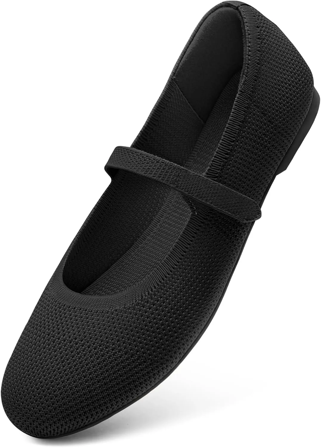 ATHMILE Mary Jane Shoes Women Round Toe Knit Ballet Flats Shoes for Women Comfortable Dressy Washable Adjustable Strap for Work Office Casual