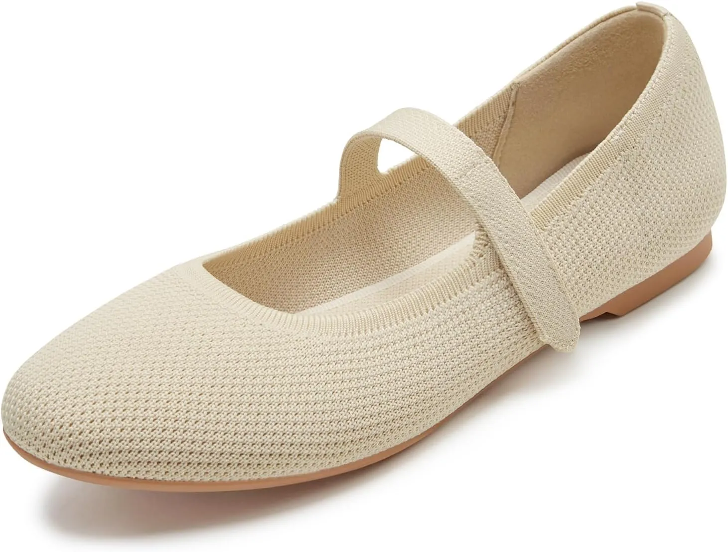 ATHMILE Mary Jane Shoes Women Round Toe Knit Ballet Flats Shoes for Women Comfortable Dressy Washable Adjustable Strap for Work Office Casual