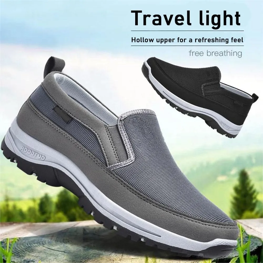 Auguscare Shoes Men, Men's Arch Support Slip-on Canvas Loafers, Men's Mesh Breathable Walking Shoes, Outdoor Casual Non Slip Orthopedic Sneakers