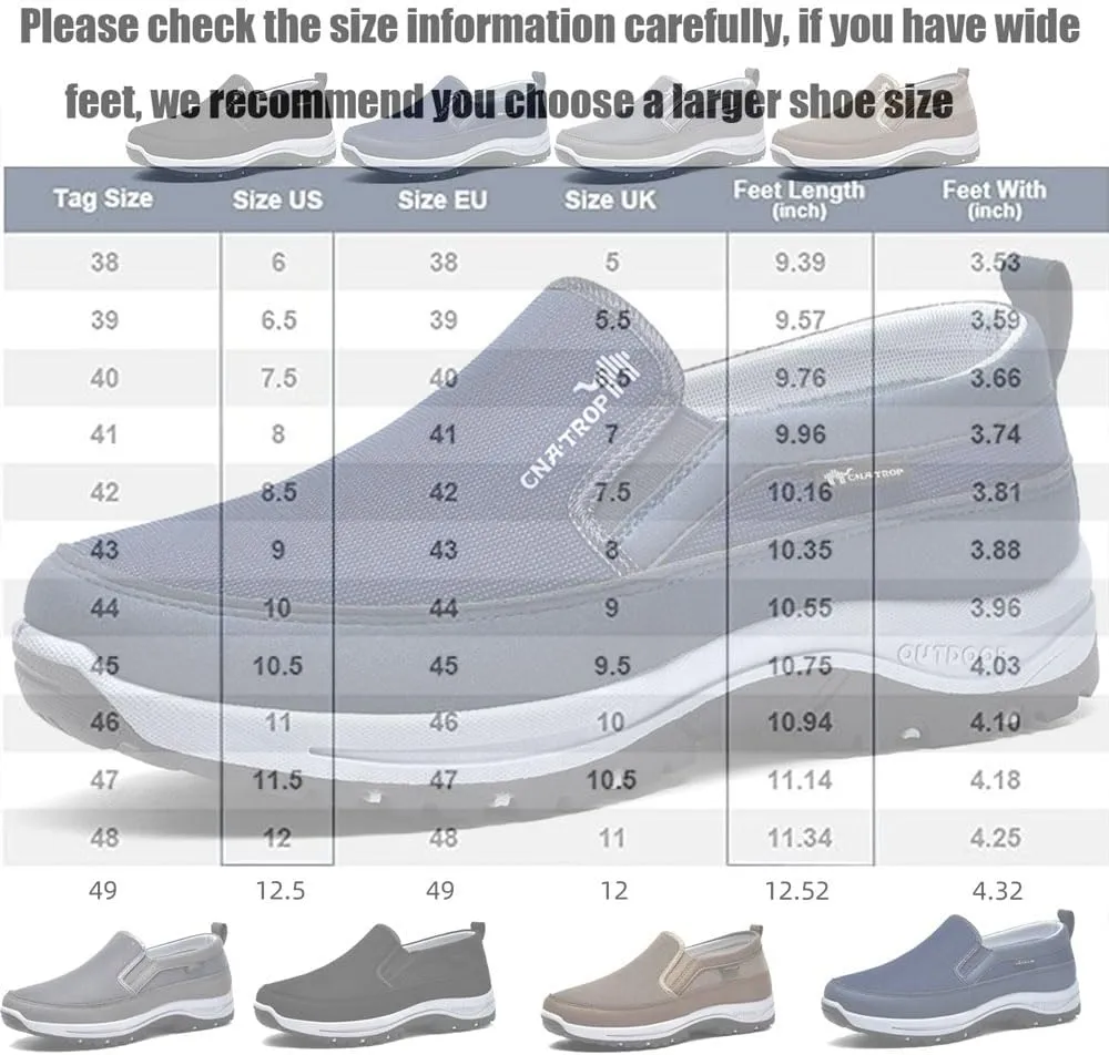 Auguscare Shoes Men, Men's Arch Support Slip-on Canvas Loafers, Men's Mesh Breathable Walking Shoes, Outdoor Casual Non Slip Orthopedic Sneakers