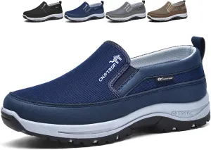 Auguscare Shoes Men, Men's Arch Support Slip-on Canvas Loafers, Men's Mesh Breathable Walking Shoes, Outdoor Casual Non Slip Orthopedic Sneakers