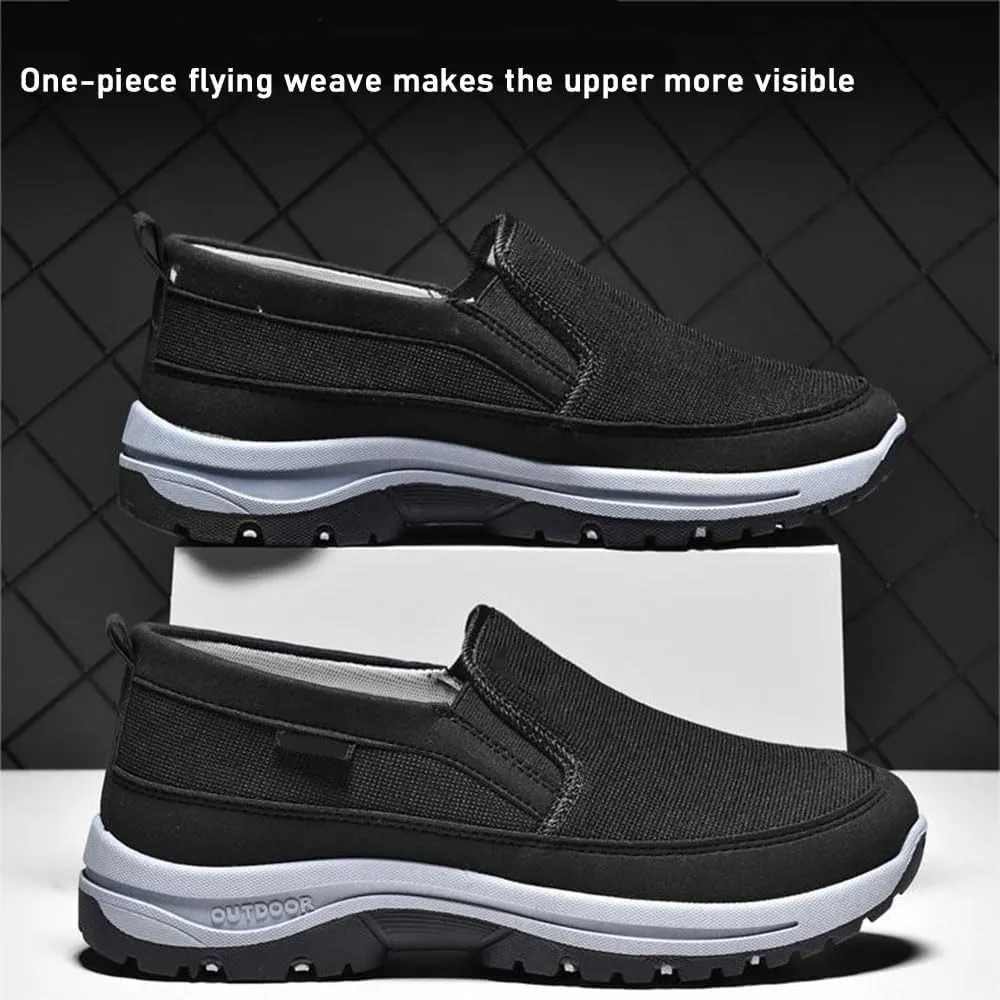 Auguscare Shoes Men, Men's Arch Support Slip-on Canvas Loafers, Men's Mesh Breathable Walking Shoes, Outdoor Casual Non Slip Orthopedic Sneakers