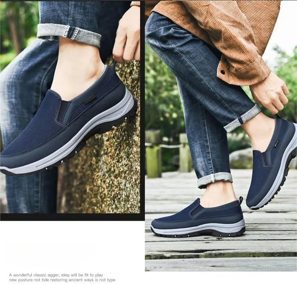 Auguscare Shoes Men, Men's Arch Support Slip-on Canvas Loafers, Men's Mesh Breathable Walking Shoes, Outdoor Casual Non Slip Orthopedic Sneakers